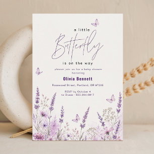 Purple Lavender Butterfly Baby Shower Invitation