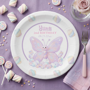 Purple Lavender Butterfly Birthday Paper Plates