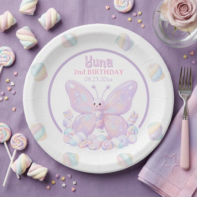 Purple Lavender Butterfly Birthday Paper Plates (Purple Lavender Butterfly Birthday Paper Plate)