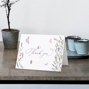 Purple Lavender & Butterfly Thank You Card