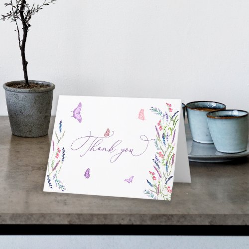 Purple Lavender  Butterfly Thank You Card