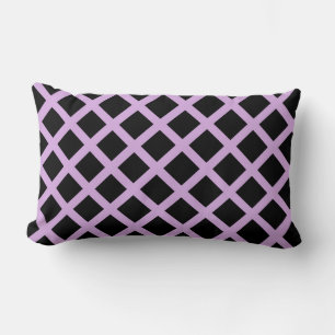 Purple Lavender Checker Diamond Stripes Pattern Lumbar Pillow