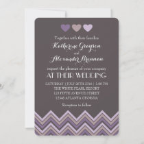 Purple Lavender Chevron Wedding Invitation Love
