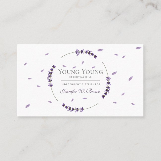Purple Lavender Circle Frame Essential Oils Business Card