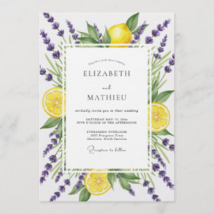 Purple Lavender Citrus Bloom Wedding Invitation