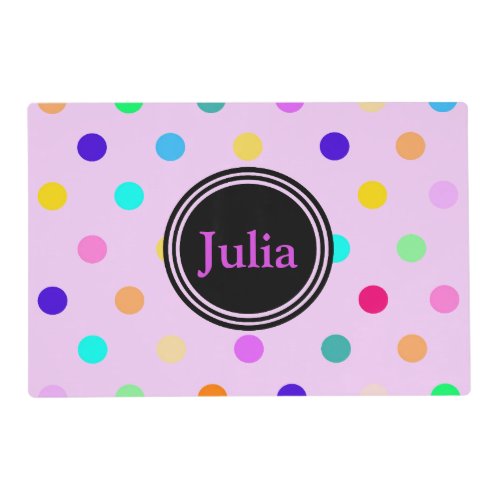 Purple lavender color dots confetti placemat