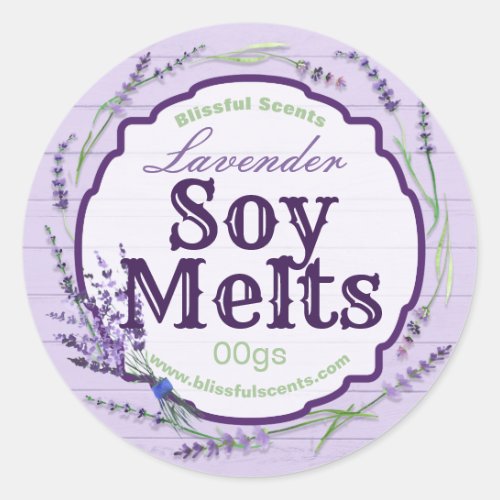 Purple Lavender Country Wood Soy Wax Melts Labels