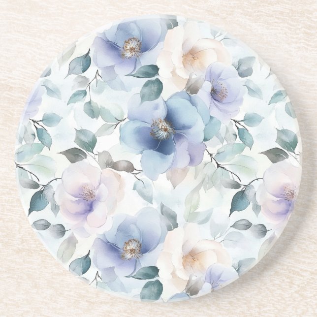 Purple Lavender Cream Flowers Coaster (Front)
