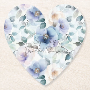 Purple Lavender Cream Flowers Paper Coaster