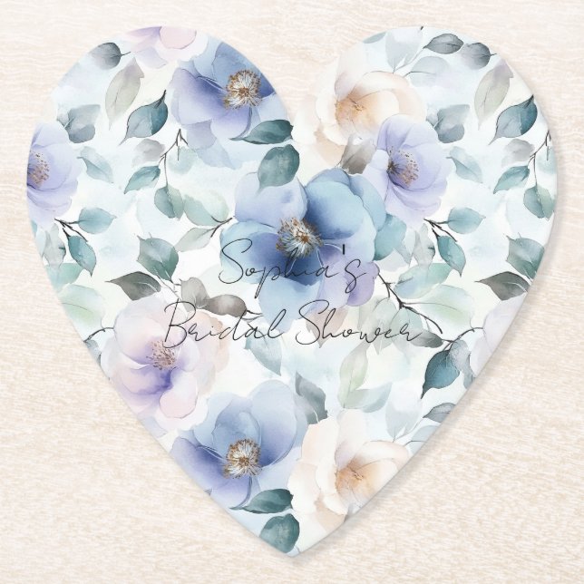 Purple Lavender Cream Flowers Paper Coaster (Front)