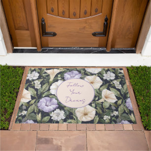Purple Lavender Cream Petunia Flowers Doormat