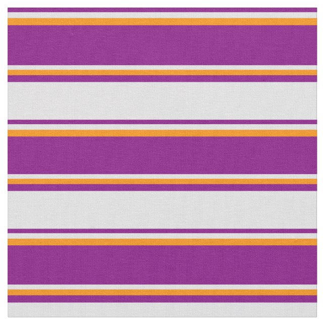 Purple, Lavender & Dark Orange Stripes Fabric (Close Up)