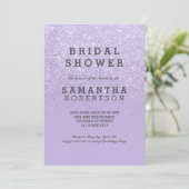 Purple lavender faux glitter bridal shower invitation (Standing Front)