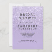 Purple lavender faux glitter bridal shower invitation (Front)