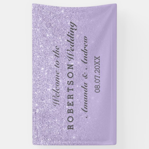Purple Lavender Faux Glitter Ombre Wedding Banner