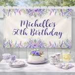 Purple Lavender Floral 50th Birthday Banner<br><div class="desc">Celebrate 50 fabulous years with this elegant floral birthday banner featuring soft lavender and purple watercolor florals. A feminine and timeless backdrop perfect for dessert tables,  photo areas,  and milestone birthday décor.</div>