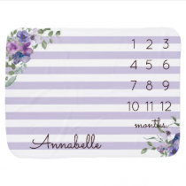 Purple Lavender Floral Baby Girl Monthly Milestone Baby Blanket Purple Lavender Floral Baby Girl Monthly Milestone Baby Blanket