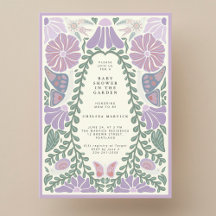 Purple Lavender floral Baby Shower Invitation