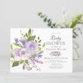 Purple Lavender Floral BABY Shower Invitations (Standing Front)