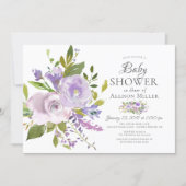 Purple Lavender Floral BABY Shower Invitations (Front)