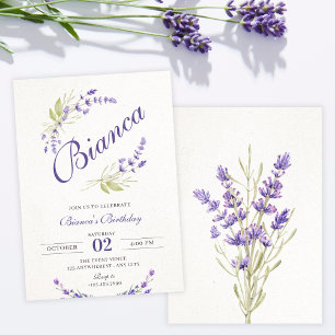 Purple Lavender floral birthday Invitation