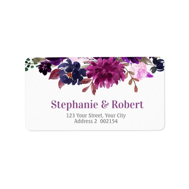 Purple Lavender Floral Boho Address Label (Front)