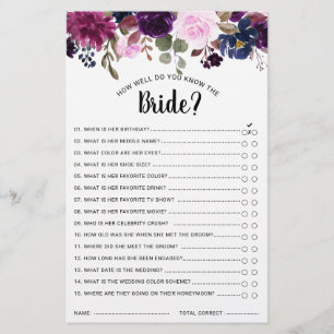 Purple Lavender Floral Boho Bridal Shower Game