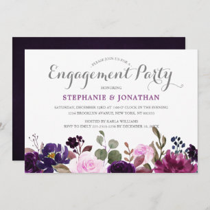 Purple Lavender Floral Boho Engagement Party Invitation