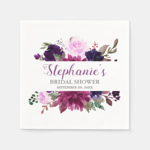 Purple Lavender Floral Boho Paper Napkin