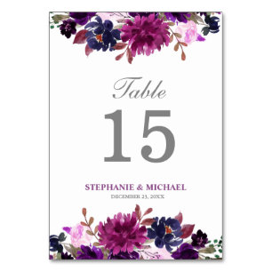 Purple Lavender Floral Boho Table Number Card