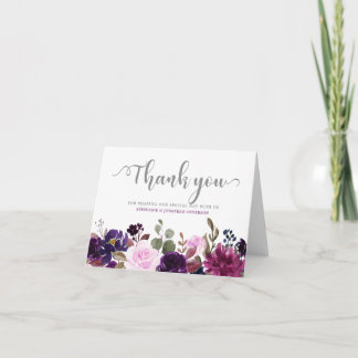 Purple Lavender Floral Boho Thank you card