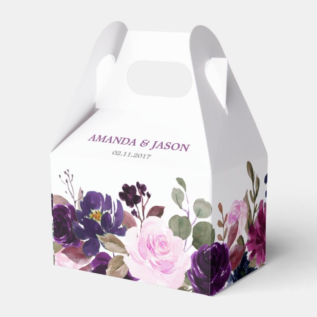 Purple Lavender Floral Boho Wedding Favor box (Front Side)