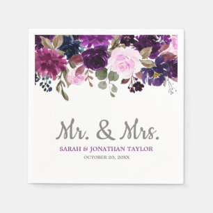 Purple Lavender Floral Boho Wedding Paper Napkin