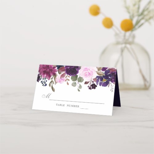 Purple Lavender Floral Boho Wedding Place  Card