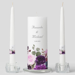 Purple Lavender Floral Boho Wedding unity candle