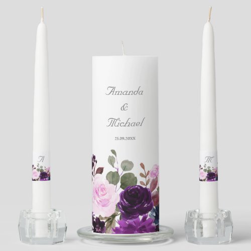 Purple Lavender Floral Boho Wedding unity candle