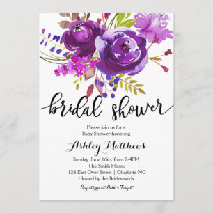 Purple Lavender Floral Bridal Shower Invitation