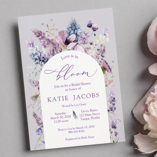Purple  Lavender Floral Bridal Shower Invitation