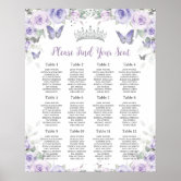 Purple Lilac Floral Gold Quinceañera Seating Chart