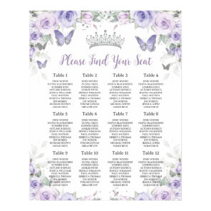 Purple Lavender Floral Butterflies Seating Chart
