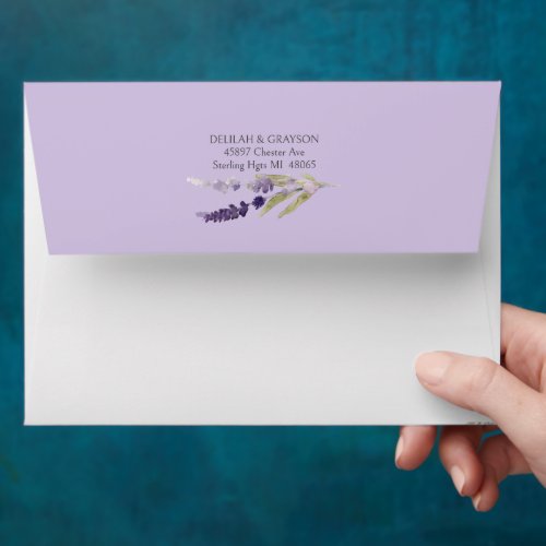 Purple Lavender Floral Casual Wedding  Envelope