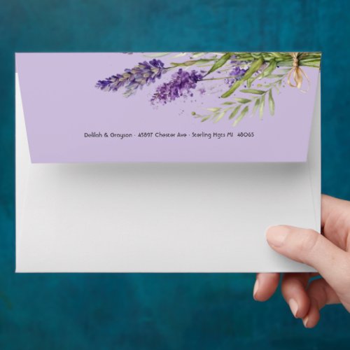 Purple Lavender Floral Casual Wedding  Envelope