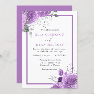 Purple Lavender Floral Elegant Wedding  Invitation