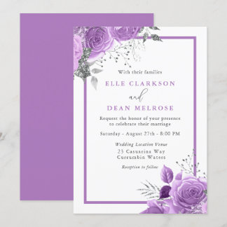 Purple Lavender Floral Elegant Wedding  Invitation