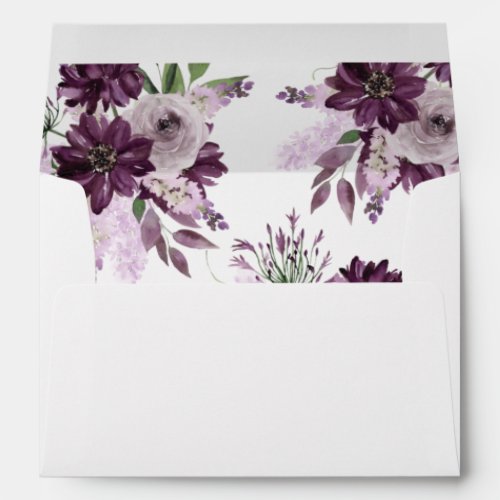 Purple  Lavender Floral Envelope