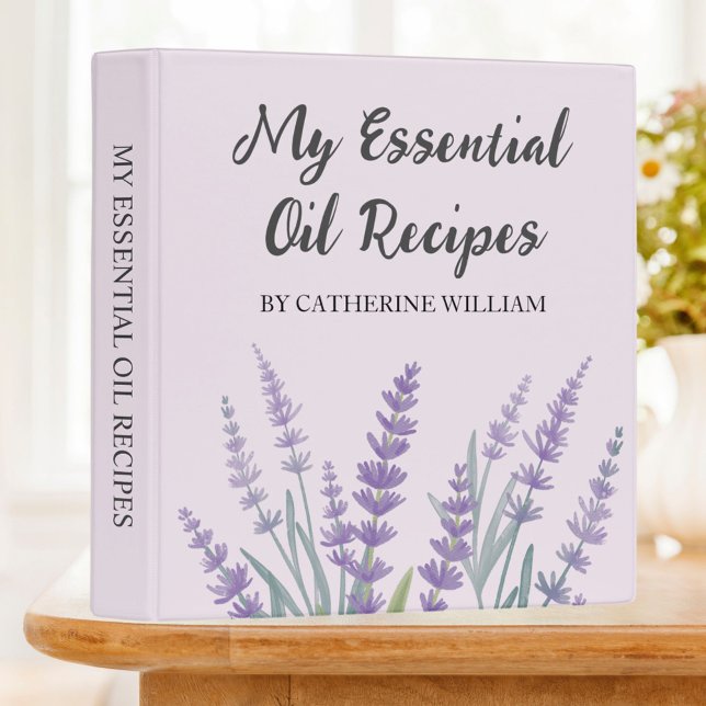 Purple Lavender Floral Essential Oil Recipe 3 Ring Binder (In situ)