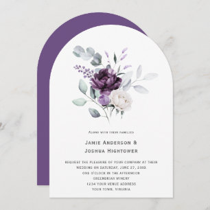Purple & Lavender Floral Eucalyptus Wedding Invitation