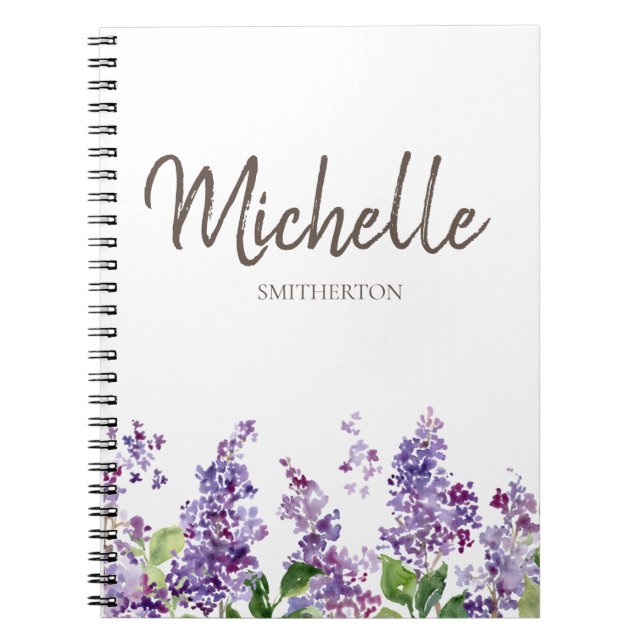 Purple Lavender Floral Flowers Custom Notebook (Front)