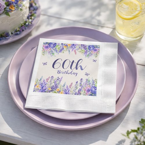 Purple Lavender Floral Garden Party 60th Birthday