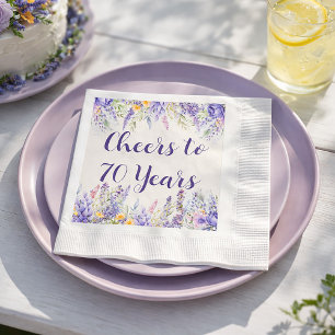 Purple Lavender Floral Garden Party 70th Birthday Napkins